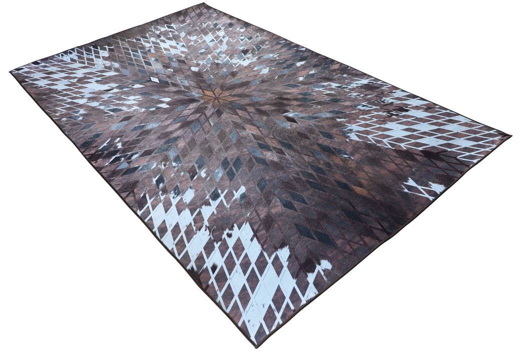 Walk on Me Faux Cowhide Digital Printed Patchwork Supernova Eruption Indoor Area Rug