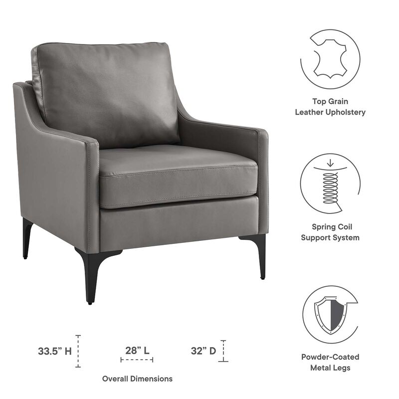 Corland Leather Armchair Gray