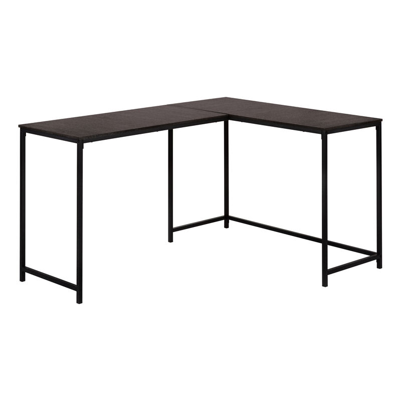 Monarch Specialties I 7390 Computer Desk, Home Office, Corner, 58"L, L Shape, Work, Laptop, Metal, Laminate, Brown, Black, Contemporary, Modern