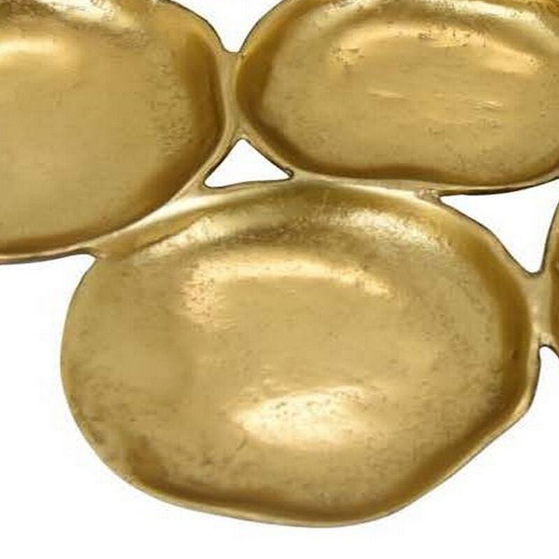 Jiva 9 Piece Decorative Bowl Set, Irregular Shaped Design, Gold Metal - Benzara