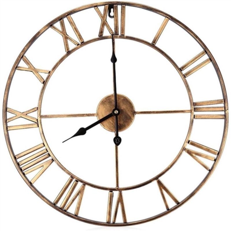 Decorative 18.5 inch Roman Numerals Silent Non Ticking Wall Clock in Gold