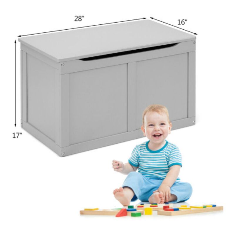 Safety Hinge Wooden Chest Organizer Toy Storage Box