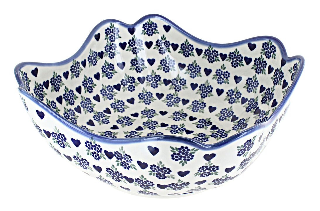 Blue Rose Polish Pottery Amelie Large Scallop Serving Bowl