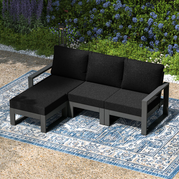 WestinTrends 4-Piece Outdoor HDPE All-Weather Modern Deep Seating Patio Sofa Sectional Set with Waterproof Cushions