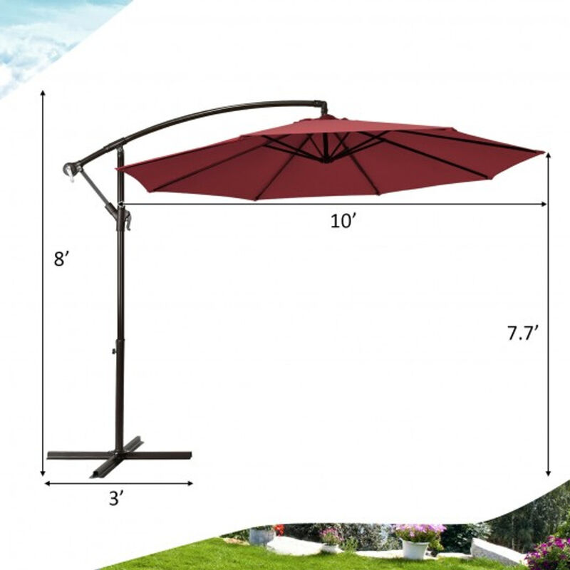 10 Feet Patio Offset Hanging Umbrella with Easy Tilt Adjustment