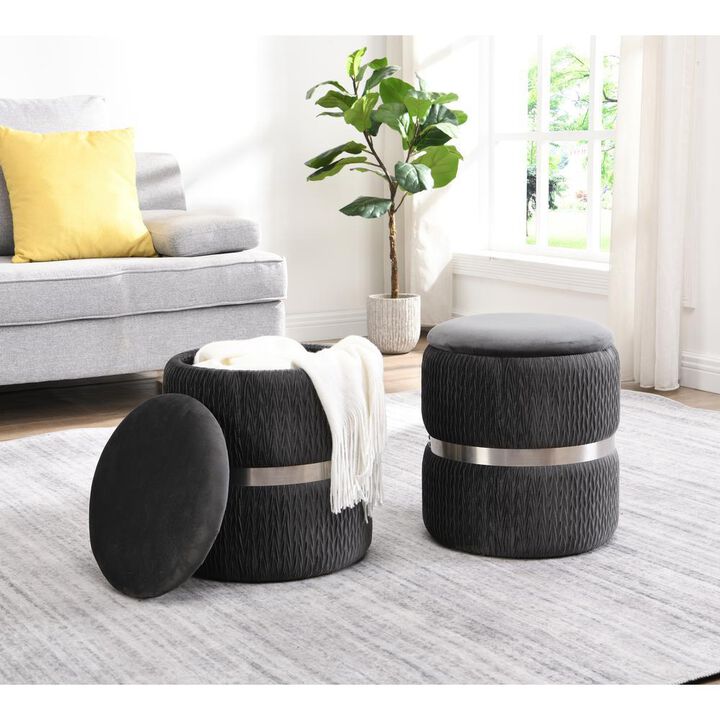 Techni Mobili Storage Ottoman, Grey