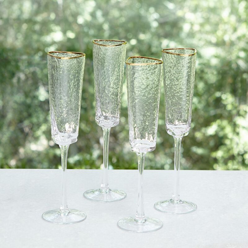 Set of 4 Hammered Champagne Glasses