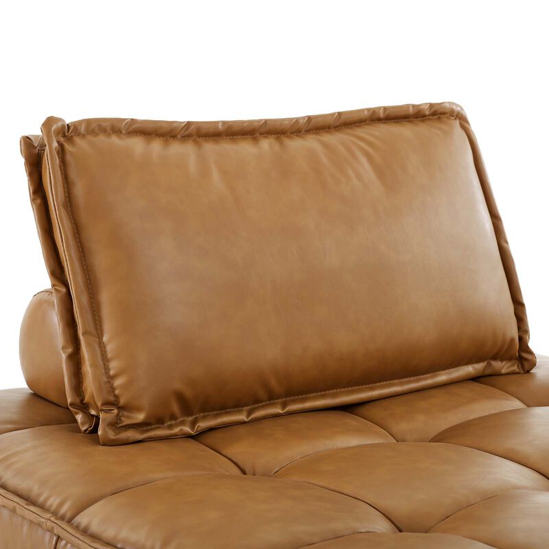 Saunter Tufted Vegan Leather Vegan Leather 5-Piece Sectional Sofa Brown