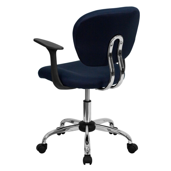 Beverly Mid-Back Mesh Padded Swivel Task Office Chair with Chrome Base and Arms