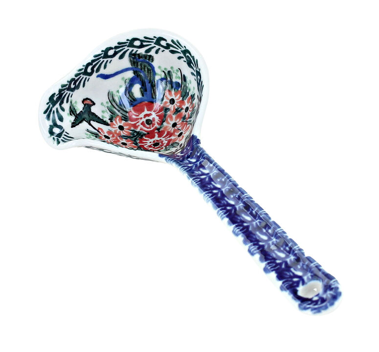 Blue Rose Polish Pottery Summer Blooms Gravy Ladle