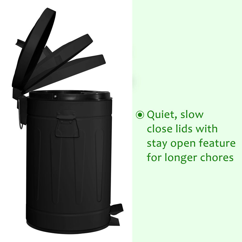 3+12 Liter New York Style Round Trash Can Combo Black