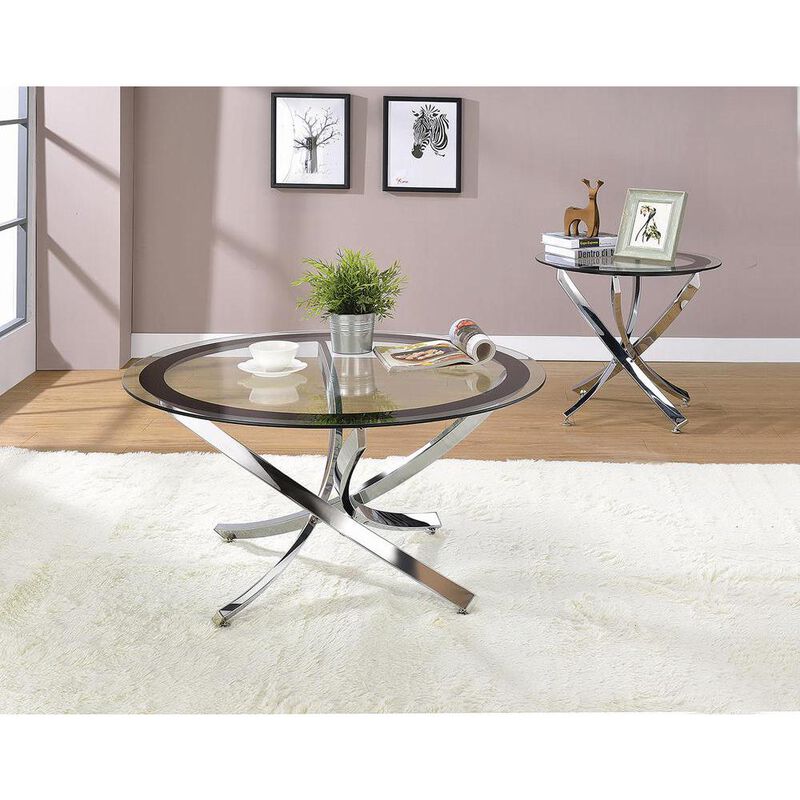 Brooke Glass Top Coffee Table Chrome and Black