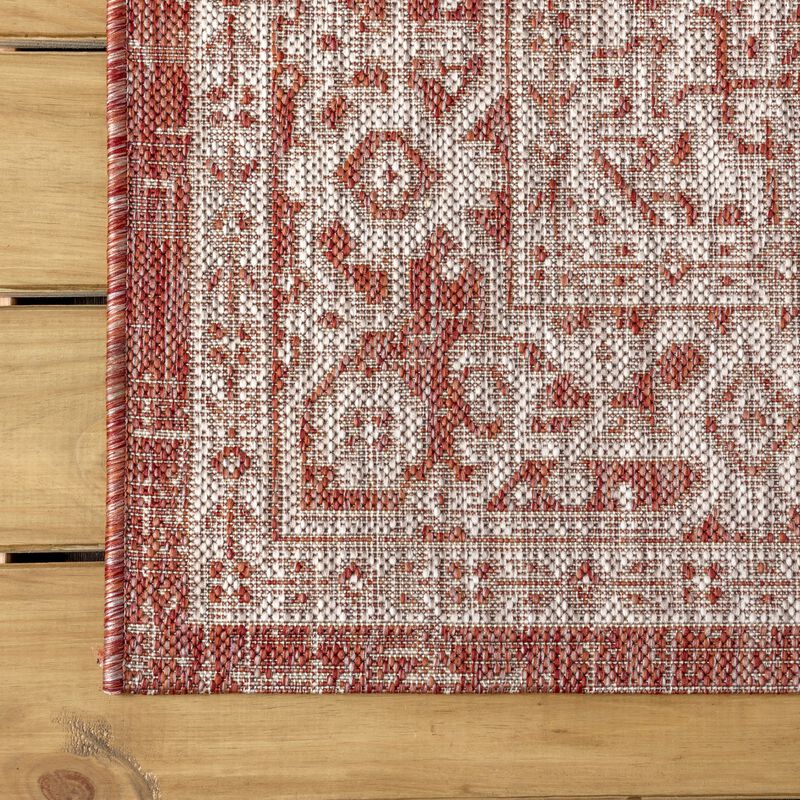 Sinjuri Medallion Textured Weave Indoor/Outdoor Area Rug