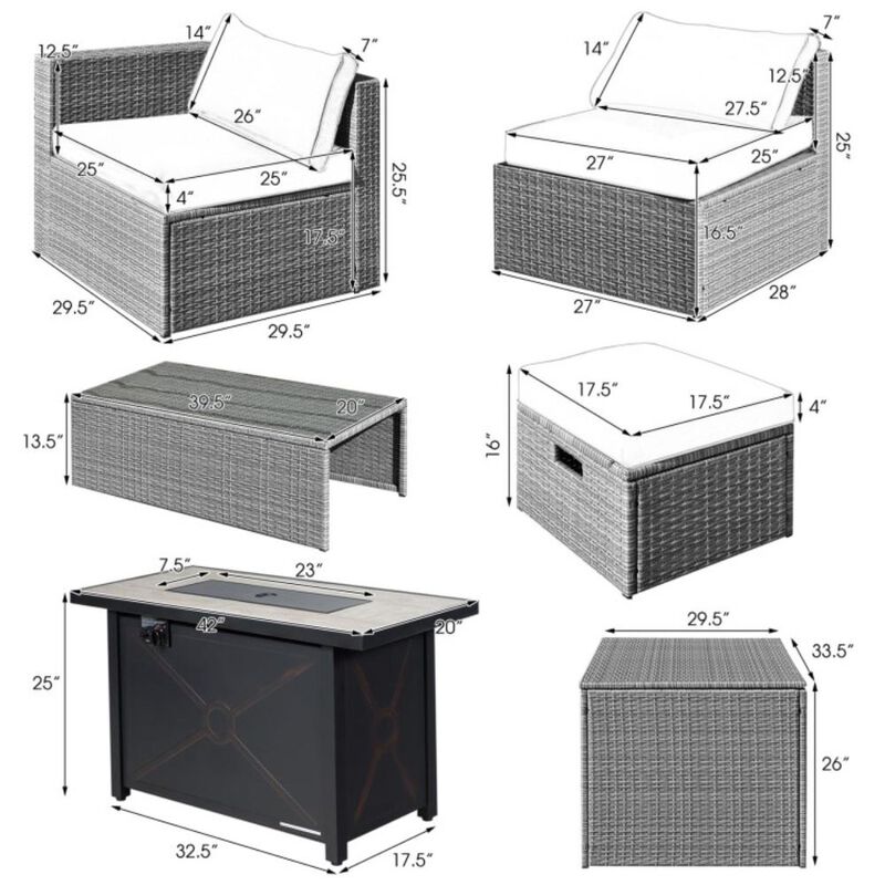 Hivvago 9 Pieces Patio Furniture Set with 42 Inches 60000 BTU Fire Pit