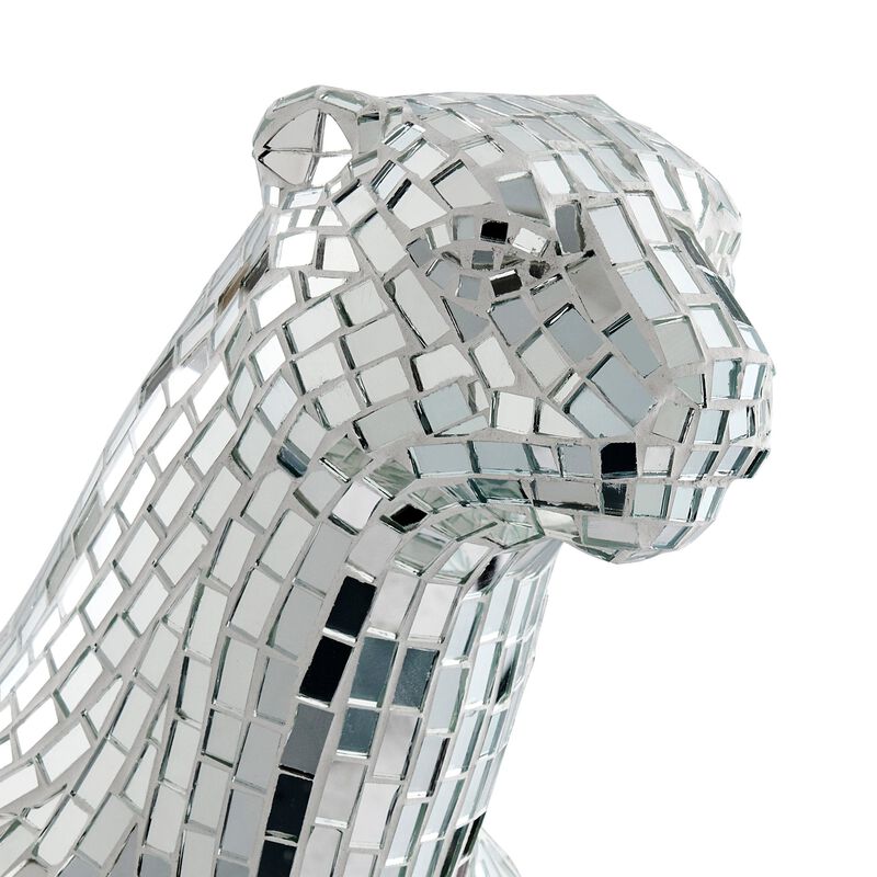 Boli Panther Glass and Chrome Resin Handmade Sculpture