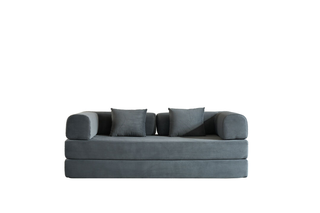 Cozy Convertible Sofa Bed with Cylindrical Pillow for Home Comfort