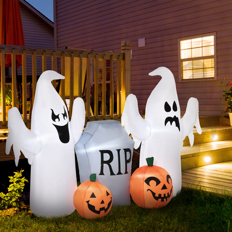 6' Light Up Ghost Inflatable Outdoor Halloween Yard Decoration w/ LED Lights