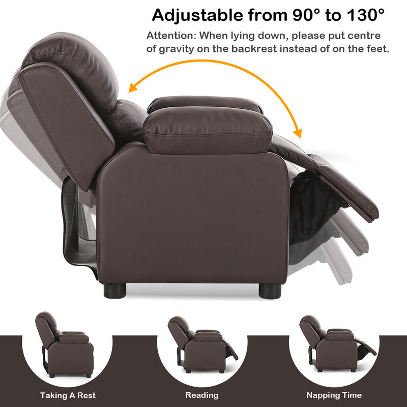 Kids Deluxe Headrest  Recliner Sofa Chair with Storage Arms