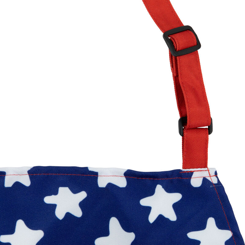 Patriotic Stars and Stripes Kitchen Apron - 31.5" - Blue and Red