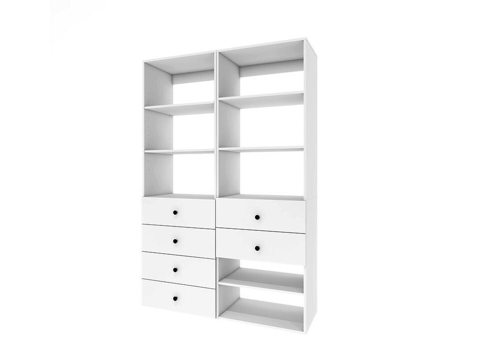 Closet Organizer System, Closet System with 6 Drawers, Walk in Closet Organizers and Storage with 8 Shelves Wall Mounted, White Wardrobe Closet