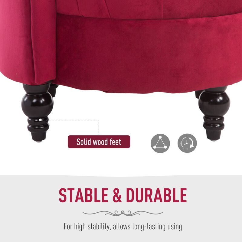 Crimson Throne: Retro High-Back Accent Chair with Button-Tufted Royal Design