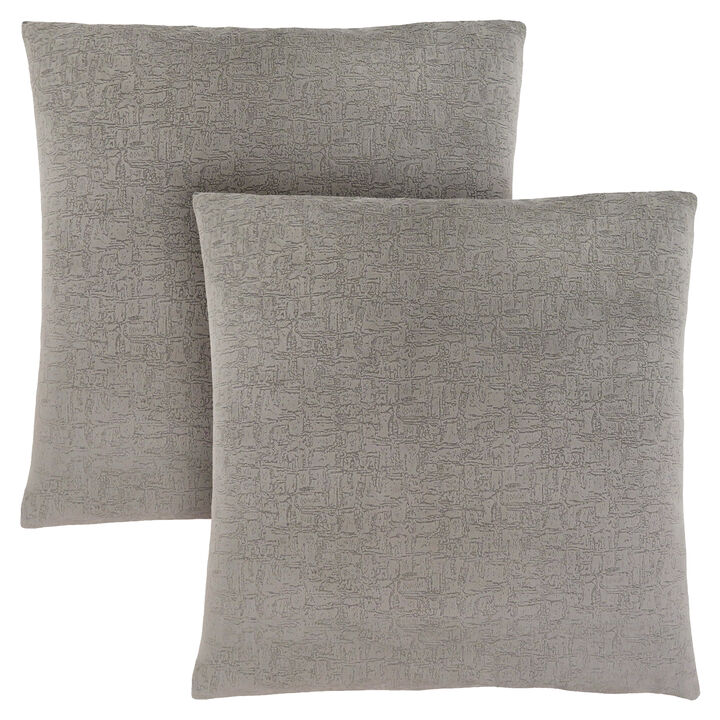 Monarch Specialties I 9273 Pillows, Set Of 2, 18 X 18 Square, Insert Included, Decorative Throw, Accent, Sofa, Couch, Bedroom, Polyester, Hypoallergenic, Grey, Modern