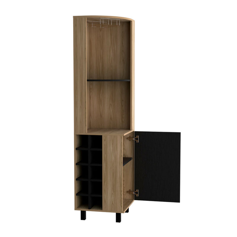 Corner Bar Cabinet Cleveland, Living Room, Natural Oak / Black