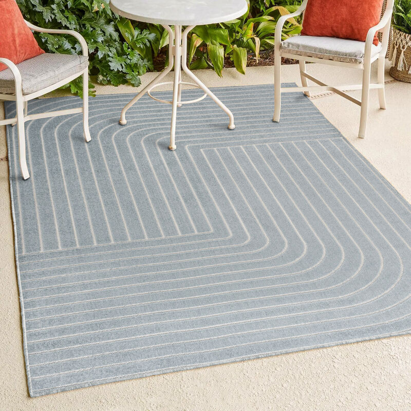 Odense High-Low Minimalist Angle Geometric Beige/Cream 4 ft. x 6 ft. Indoor/Outdoor Area Rug