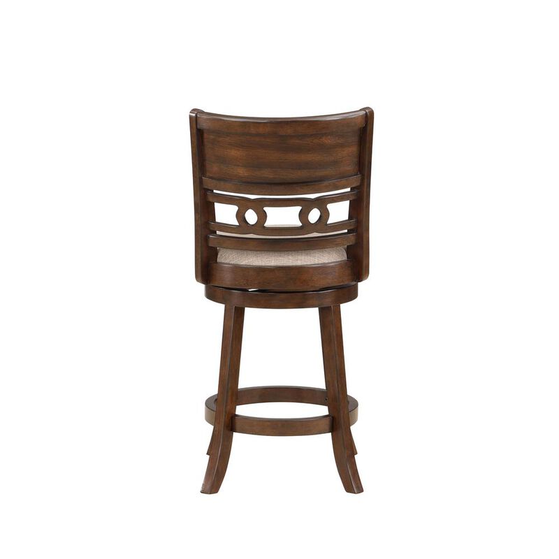 New Classic Furniture Gia 24 Solid Wood Swivel Counter Stool with Fabric Seat in Cherry