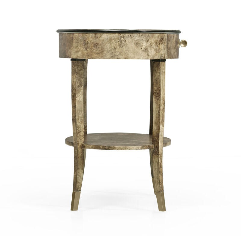 Hamilton Oval Burr Bedside Table