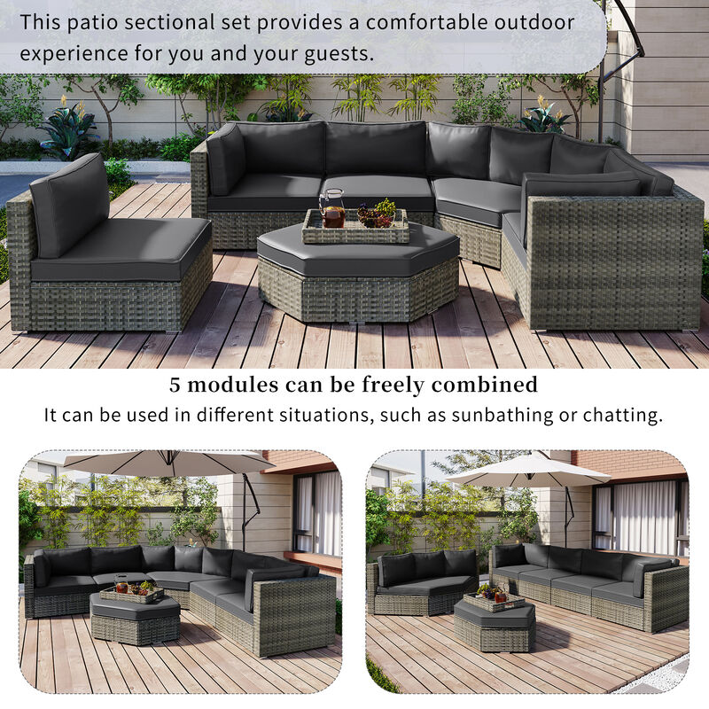 Merax 6 Piece Outdoor Conversation Sofa Set