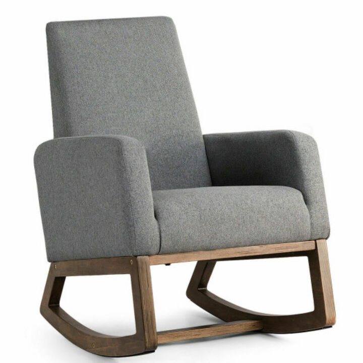 Mid Century Rocking Chair Retro Modern Fabric Upholstered Relax Rocker