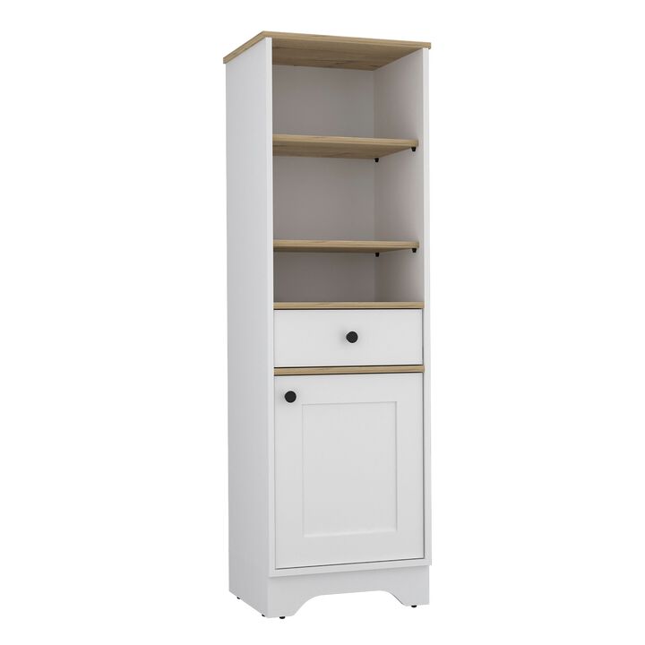 St. Clair Linen Cabinet, Two Interior  Shelves, Two Open Shelves, Single Door -Light Gray