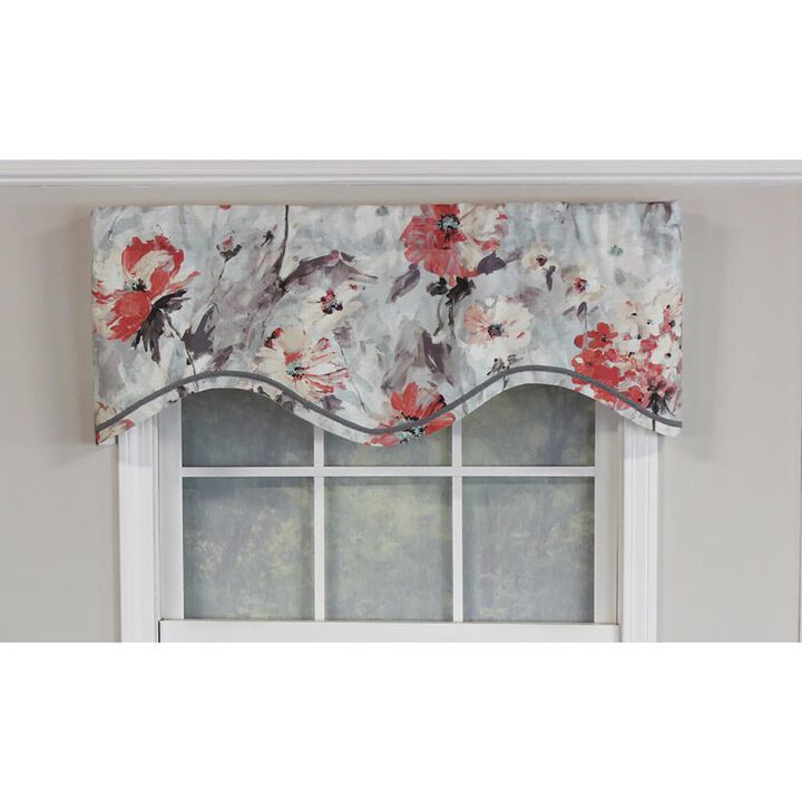 RLF Home Tia Cornice Valance Primrose. 3" Rod Pocket, Elevated trim d�cor. 50"W X 17"L