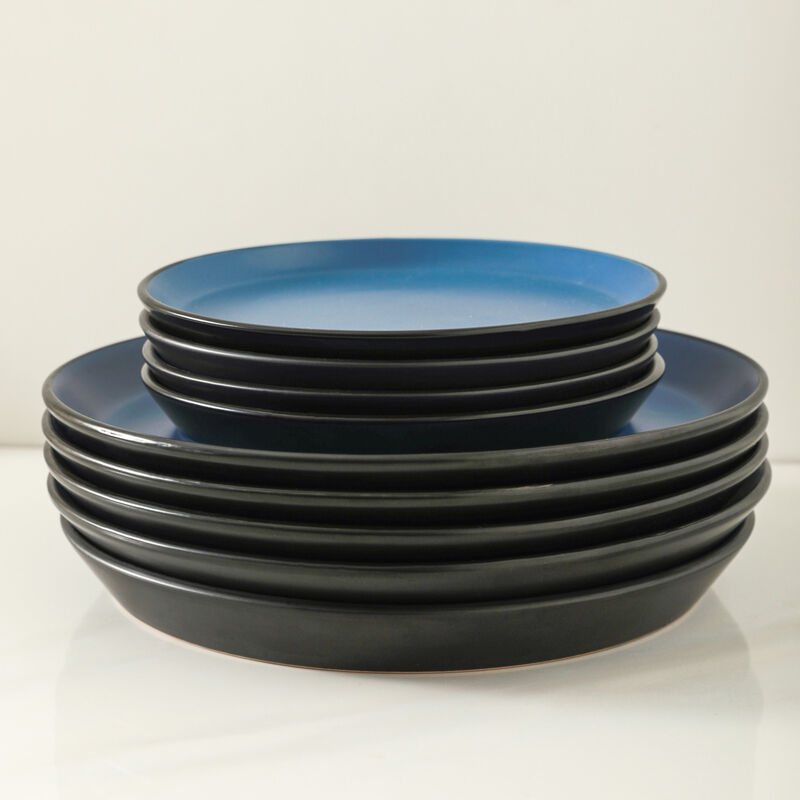 Stone Lain Albie Stoneware 16 Piece Dinnerware Set, Red and Black