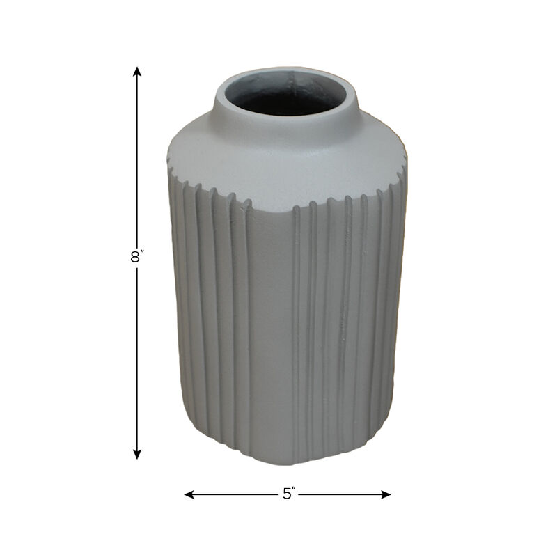 Handmade Aluminium Geometric Ivory Cylinder Vase For Indoor & Outdoor Use BBH Homes