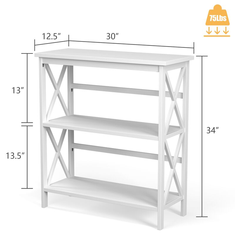 3-Tier Wooden Multi-Functional X-Design Etagere Storage Bookshelf