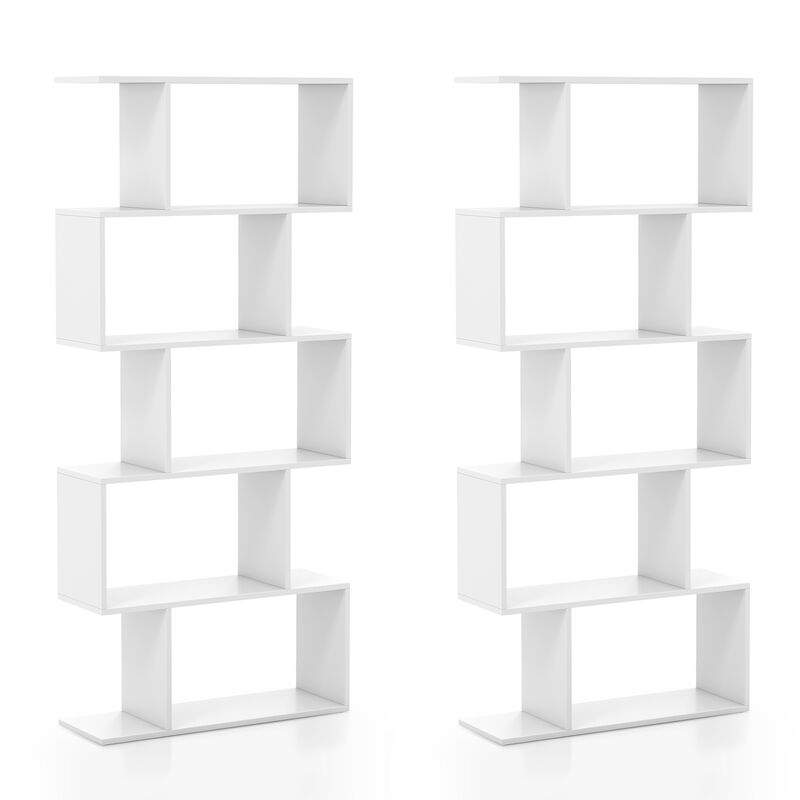 5-Tier Bookshelf with Anti-Toppling Device for Living Room Home Office