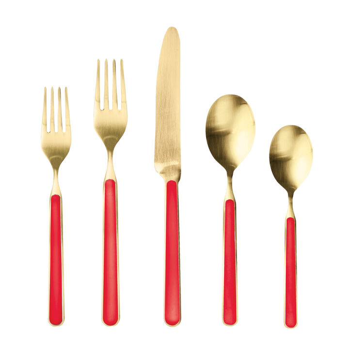 Fantasia 20-Piece Flatware Set in Ice Gold Red