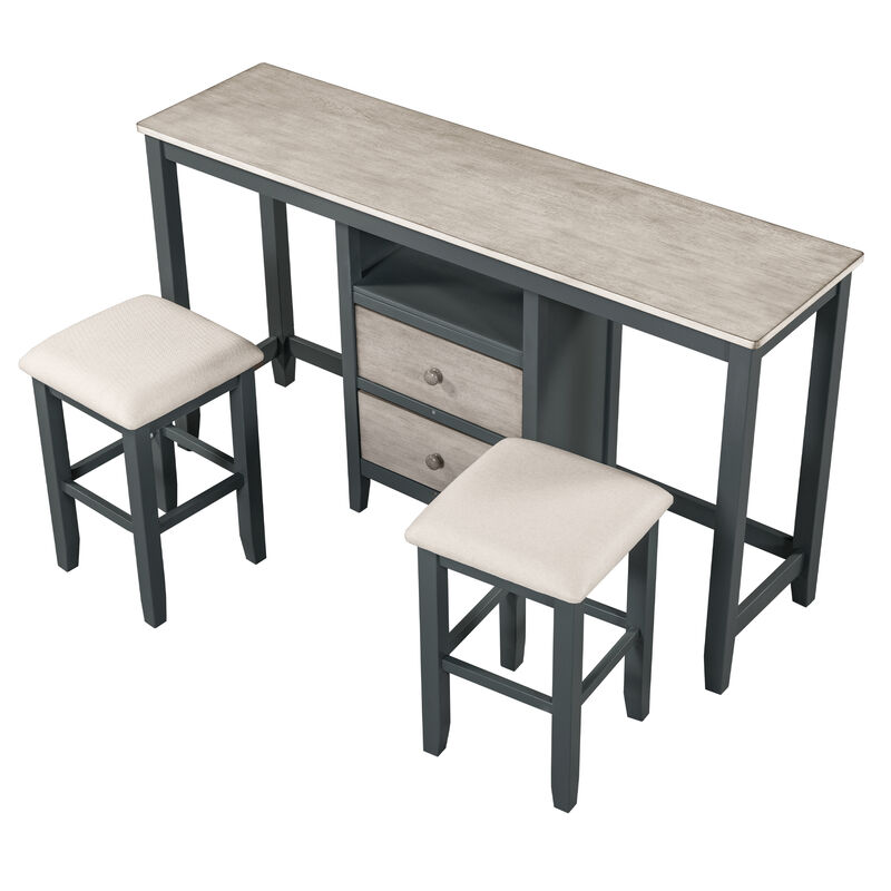 Merax Counter Height Wood Dining Table Set with Cabinet