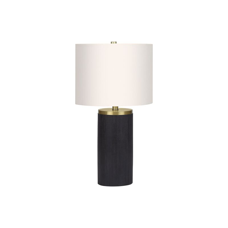 Monarch Specialties I 9710 - Lighting, 24"H, Table Lamp, Black Concrete, Ivory / Cream Shade, Modern