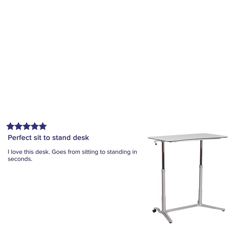 Flash Furniture Merritt Sit-Down, Stand-Up Light Gray Computer Ergonomic Desk with 37.375''W Top (Adjustable Range 29'' - 40.75'')