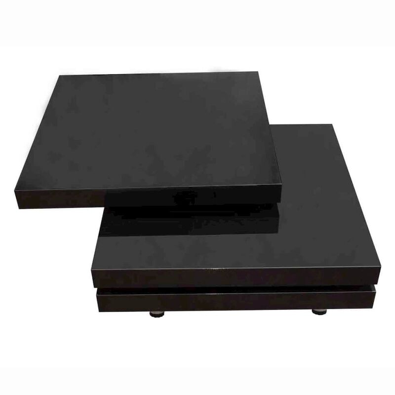 vidaXL Coffee Table 3 Tiers High Gloss Black, 241078