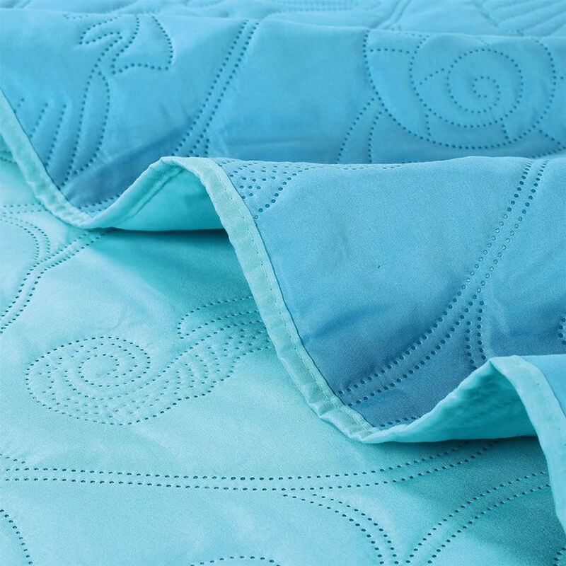 Legacy Decor 3 PCS Shell & Seahorse Stitched Pinsonic Reversible Lightweight All Season Bedspread Quilt Coverlet Oversize, Turquoise Color, Queen Size