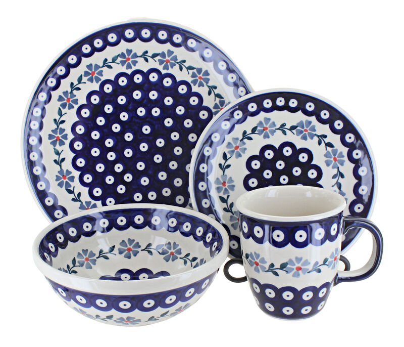 Blue Rose Polish Pottery Christiana 16 Piece Dinnerware Set