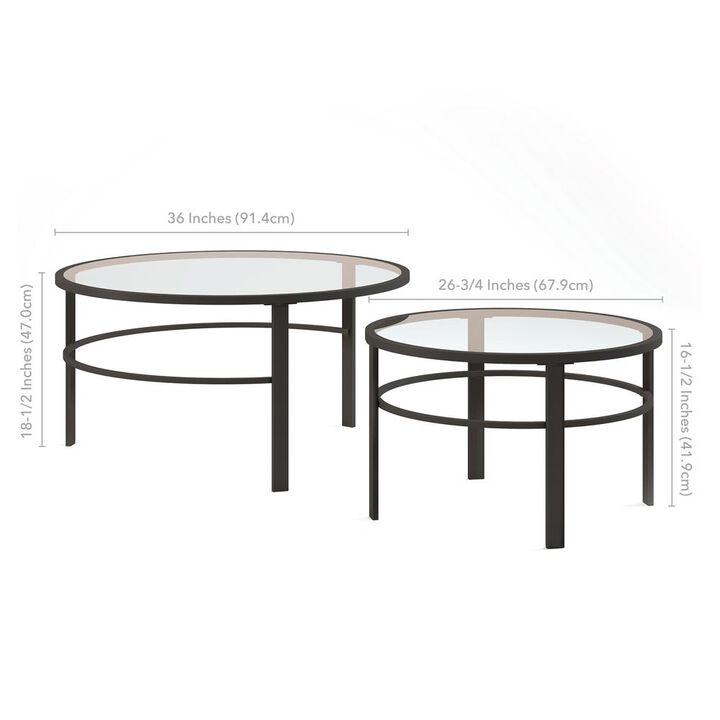Hudson&Canal Gaia Round Nested Coffee Table in Blackened Bronze