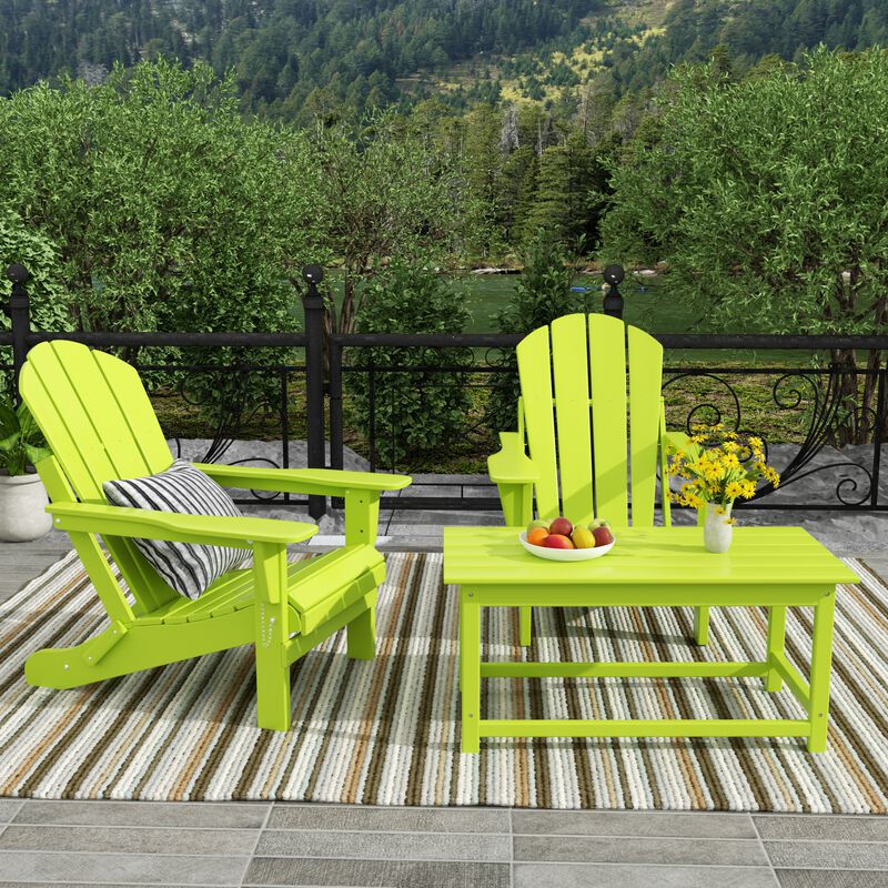 WestinTrends 3-Piece Outdoor Patio Adirondack Chair with Coffee Table Set