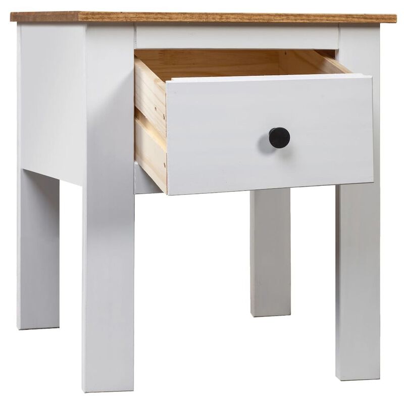 Bedside Cabinet White 18.1"x15.7"x22.4" Pine Panama Range