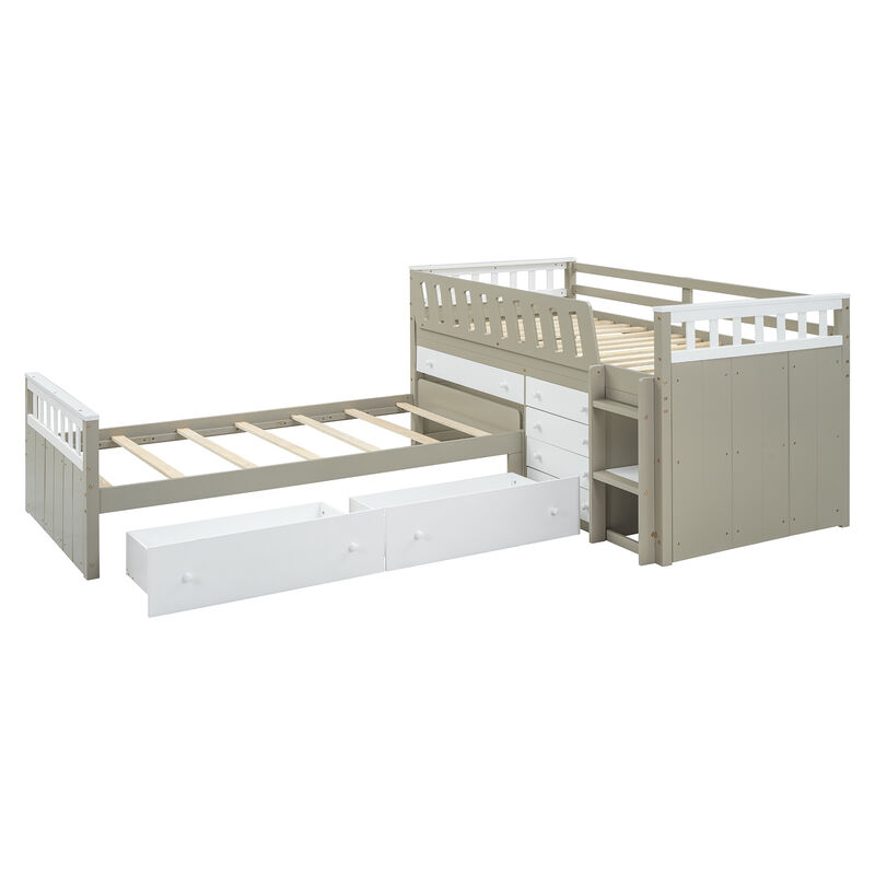 Merax L-shaped Loft Bed  with Platform Bed