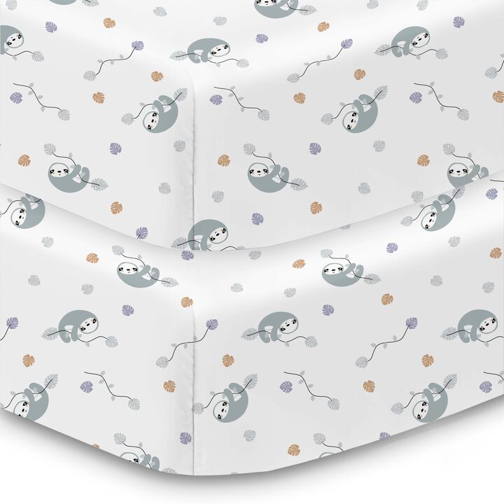 BreathableBaby Cotton Percale Fitted Sheet, For 52" x 28" Crib & Toddler Bed Mattress (2-Pack)